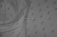70 Grams Gold Zari Jacquard Butta on Dyeable Pure Cotton Voile Fabric 44inch